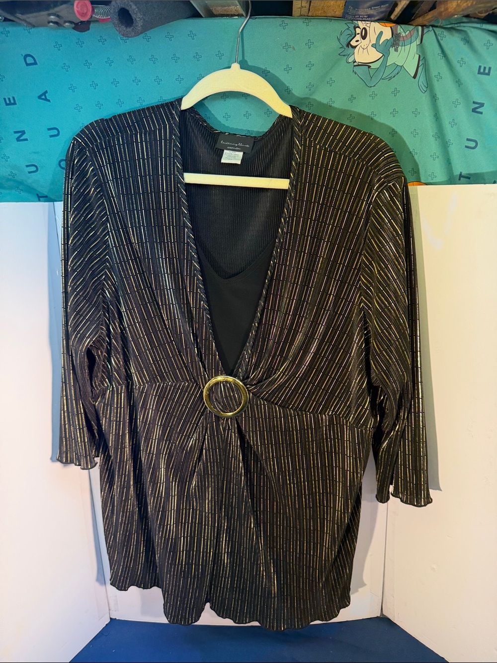 Brittany Black Women's Black Dress with Metallic Trim